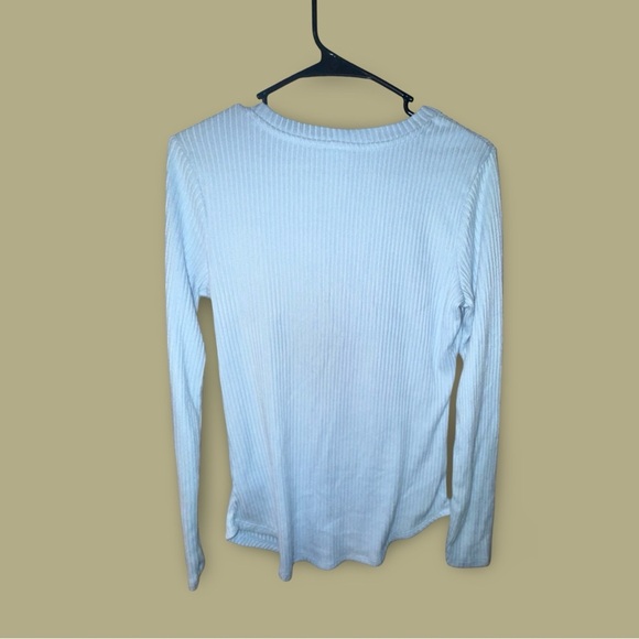 No Boundaries Light Blue Ribbed V-Neck Long Sleeve Top | Juniors L (11/13) | Y2K - Picture 2 of 6